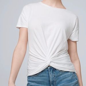 White House Black Market twist front tee.  Never worn.  White.  Size S